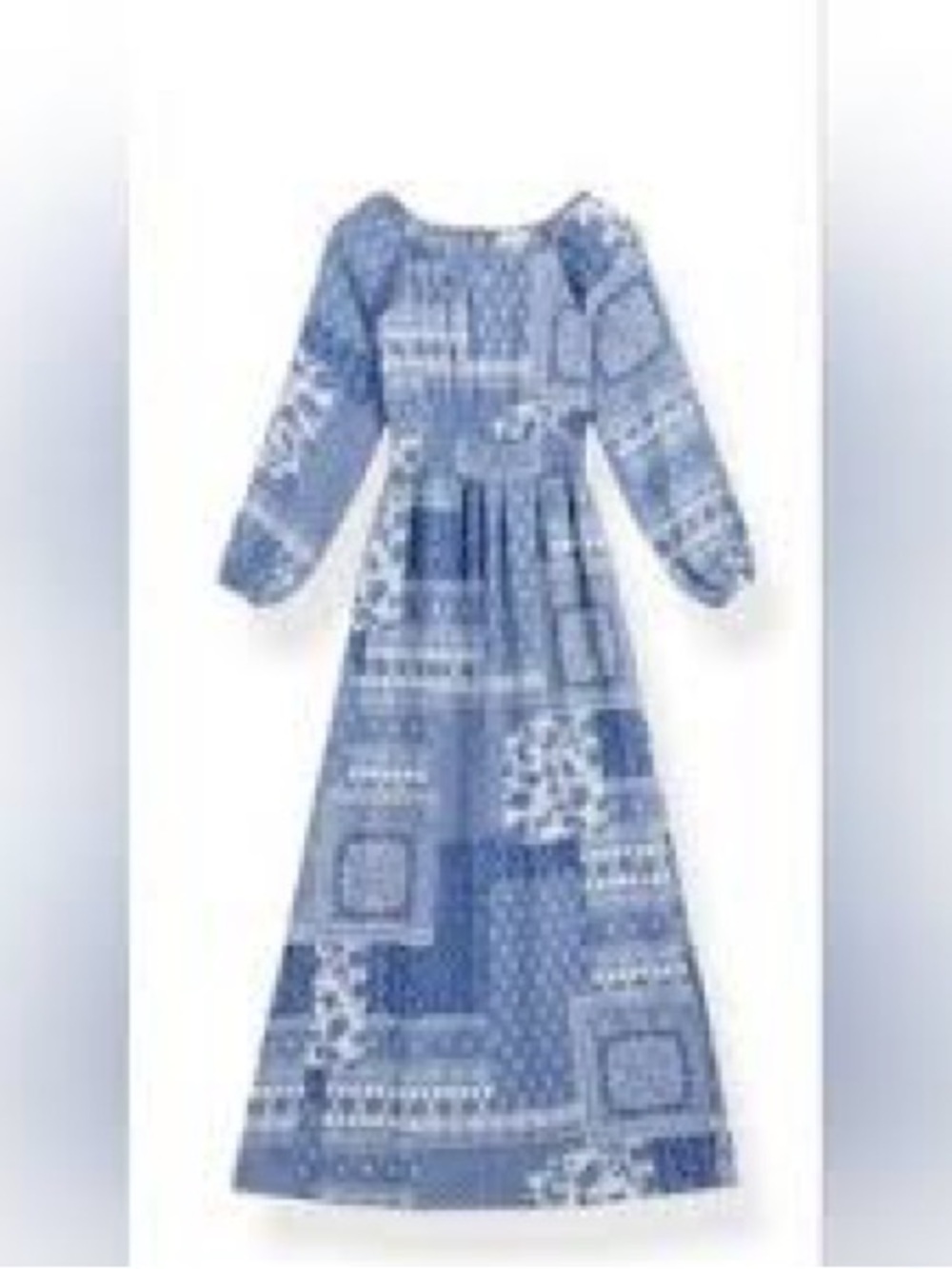 Promesa Blue Patchwork Maxi Dress